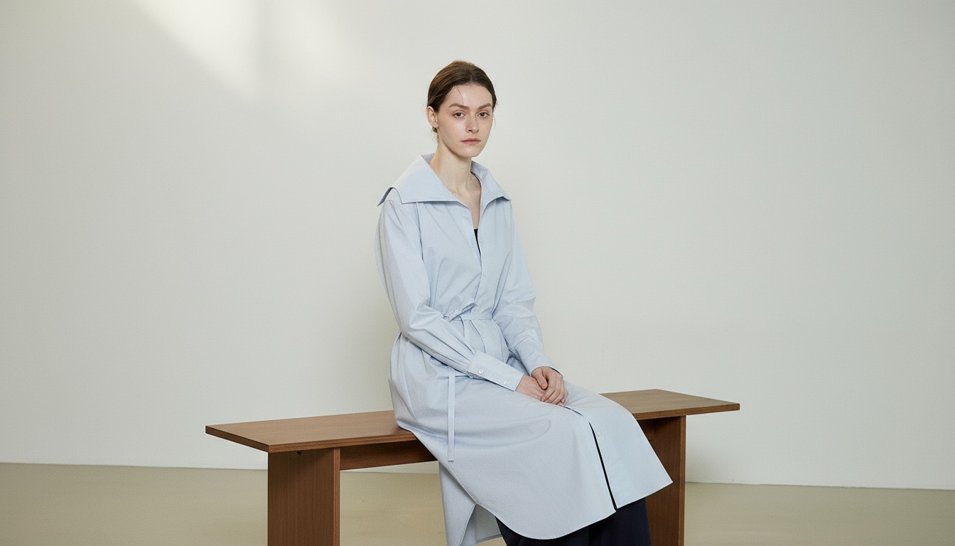 피마 셔츠 드레스 _ 스카이블루